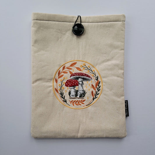 Embroidered Mushroom Book Sleeve