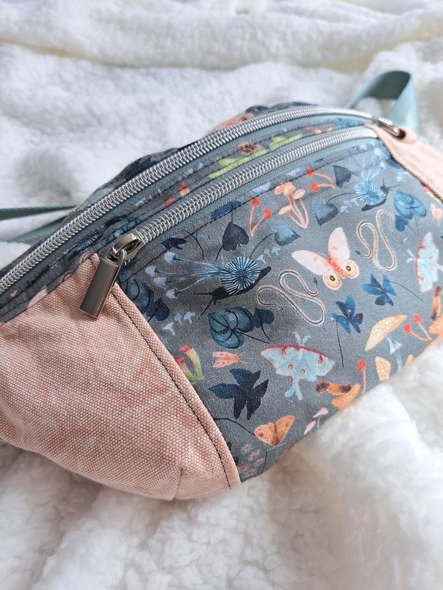 Brigid Crossbody Pink and Blue Butterfly- Made to Order