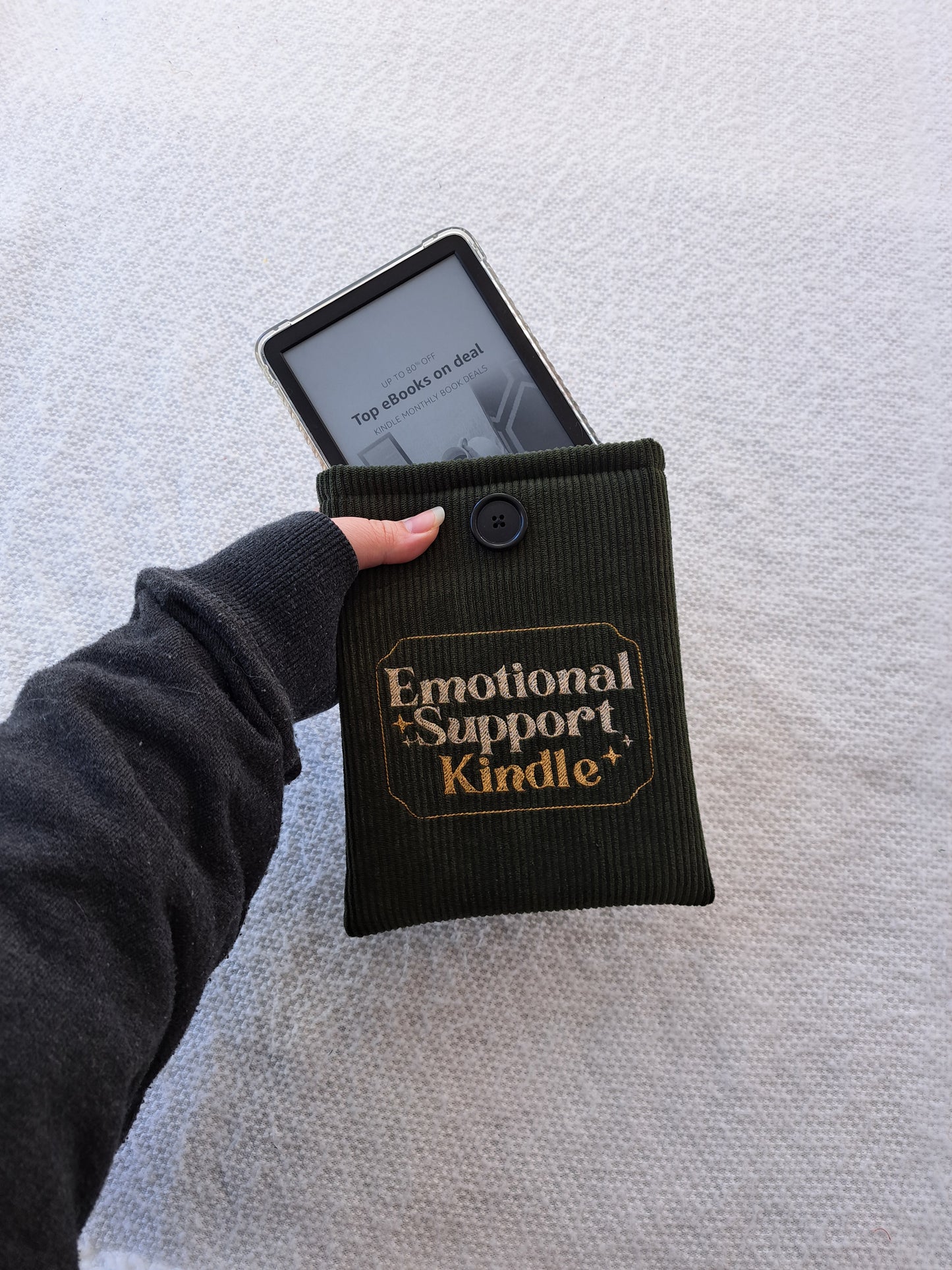 Embroidered "Emotional Support Kindle" Kindle Sleeve- B-Grade