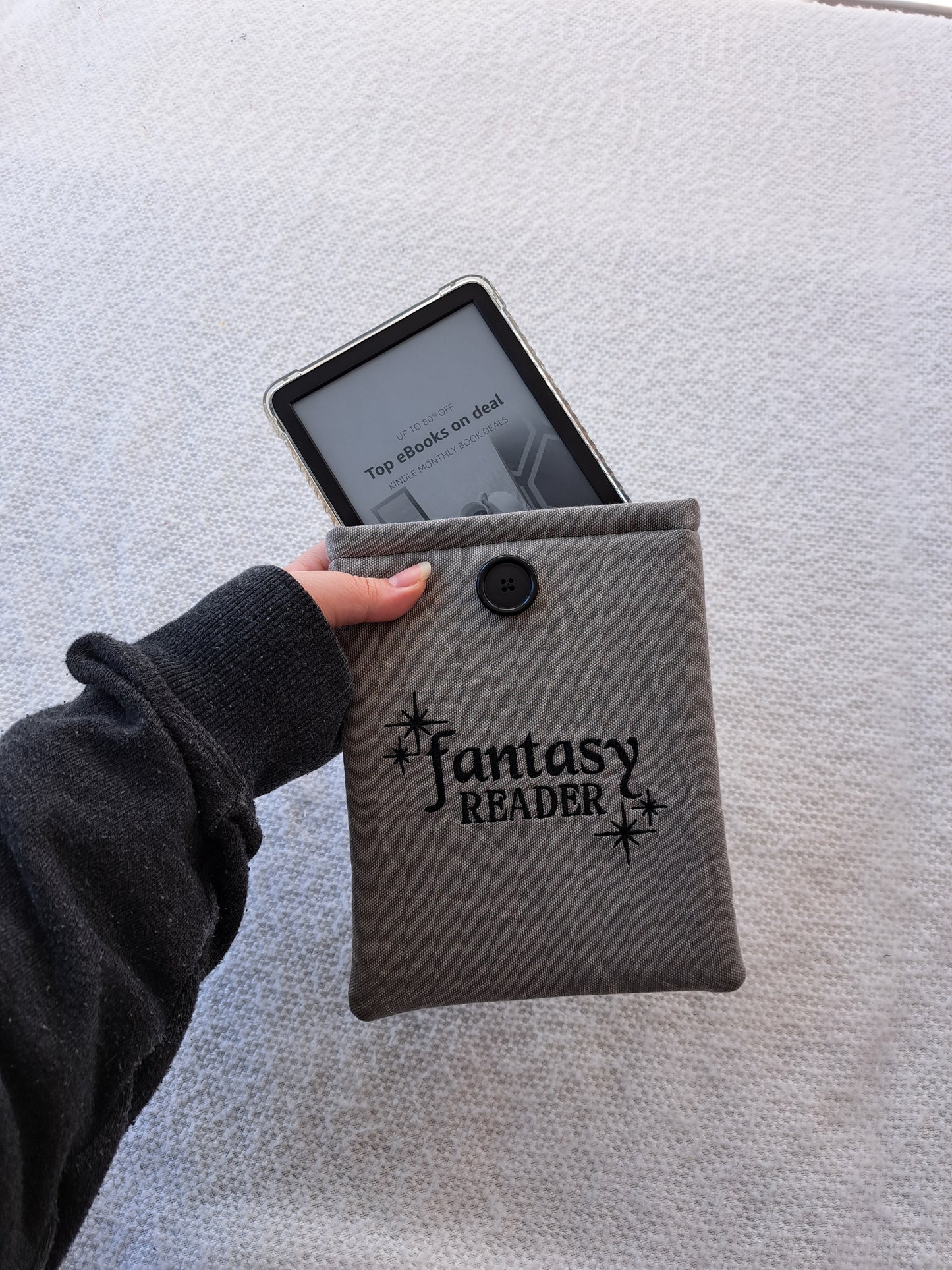 Embroidered "Fantasy Reader" Kindle Sleeve