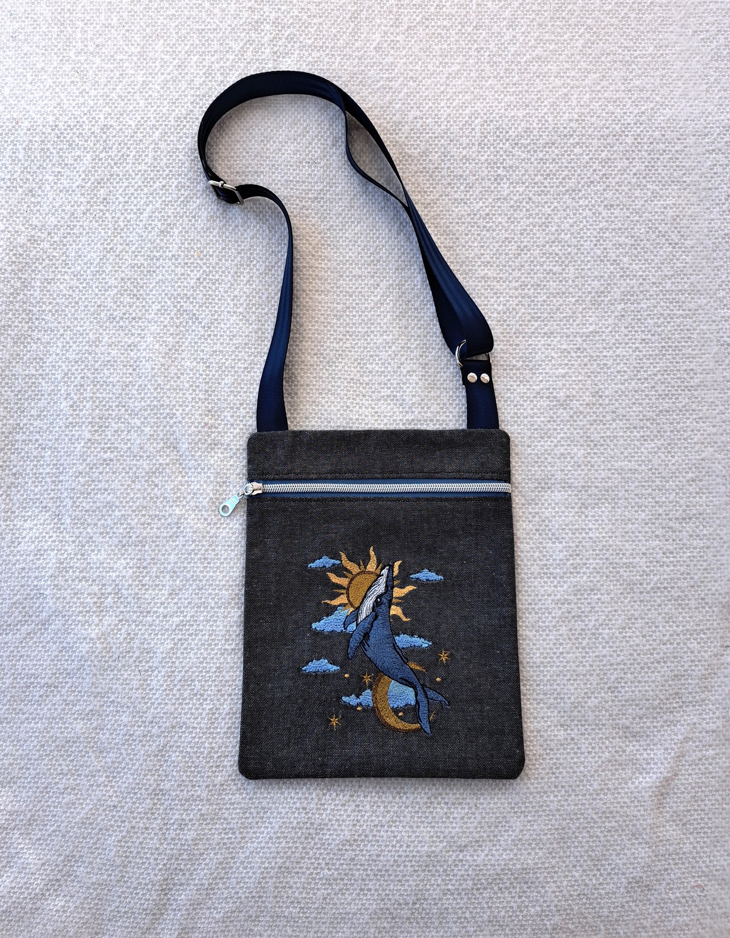 Magic Whale Embroidered Simple Sling Bag