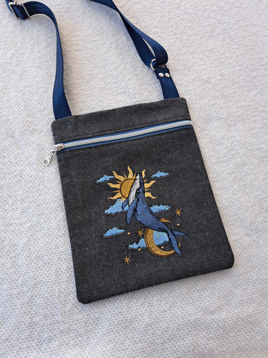 Magic Whale Embroidered Simple Sling Bag