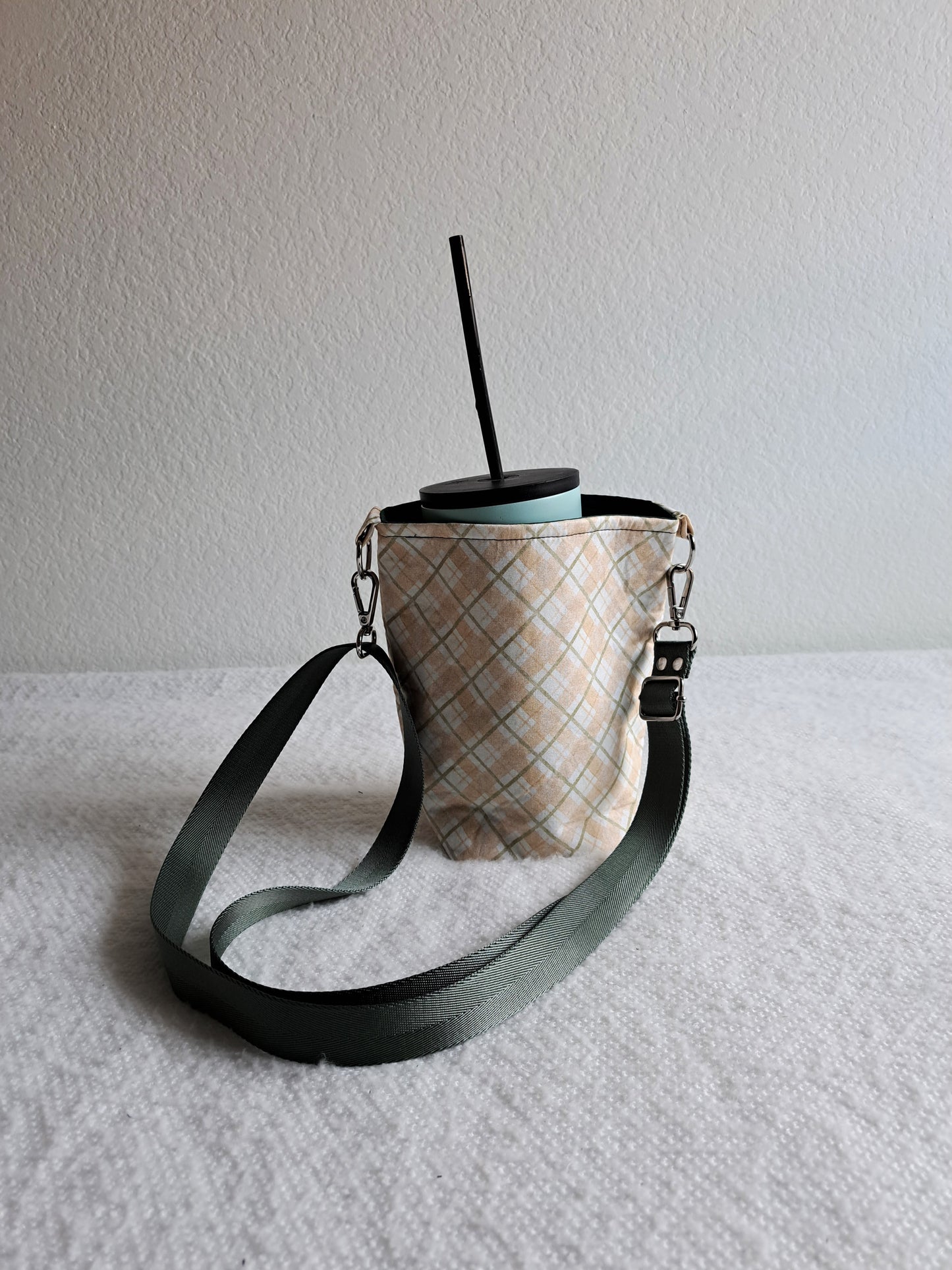 Peach Plaid Waterbottle Sling