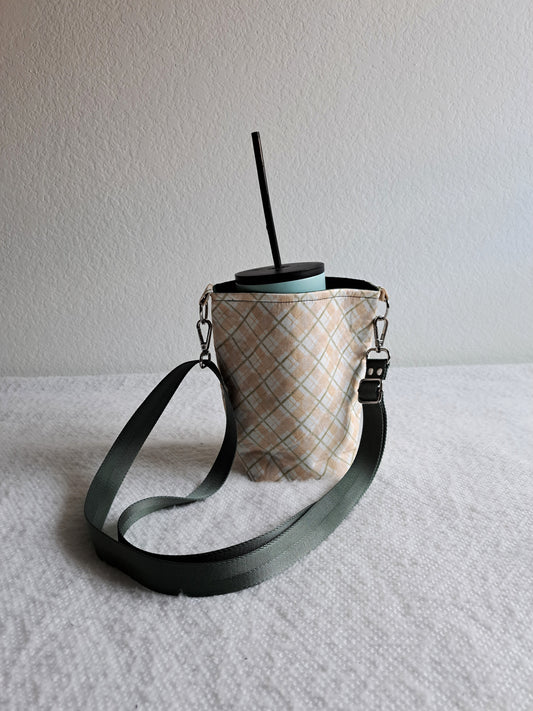Peach Plaid Waterbottle Sling