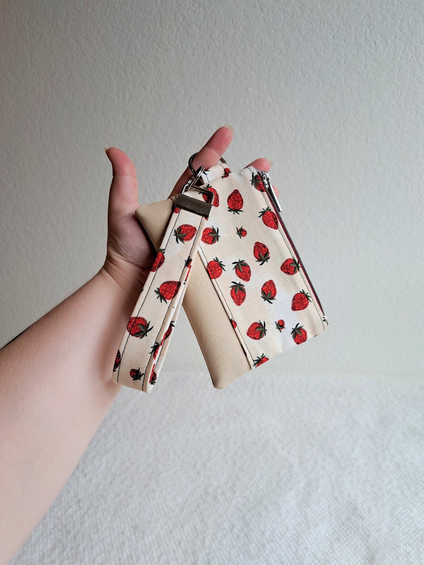 Strawberries and Cream Small Wristlet