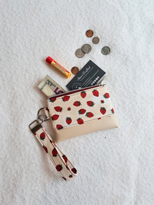 Strawberries and Cream Small Wristlet