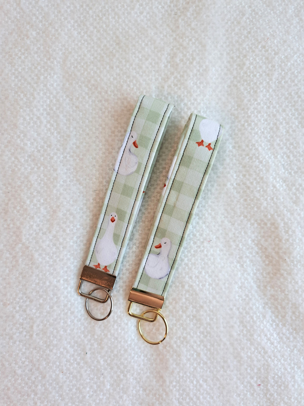 Gingham Geese Key Ring