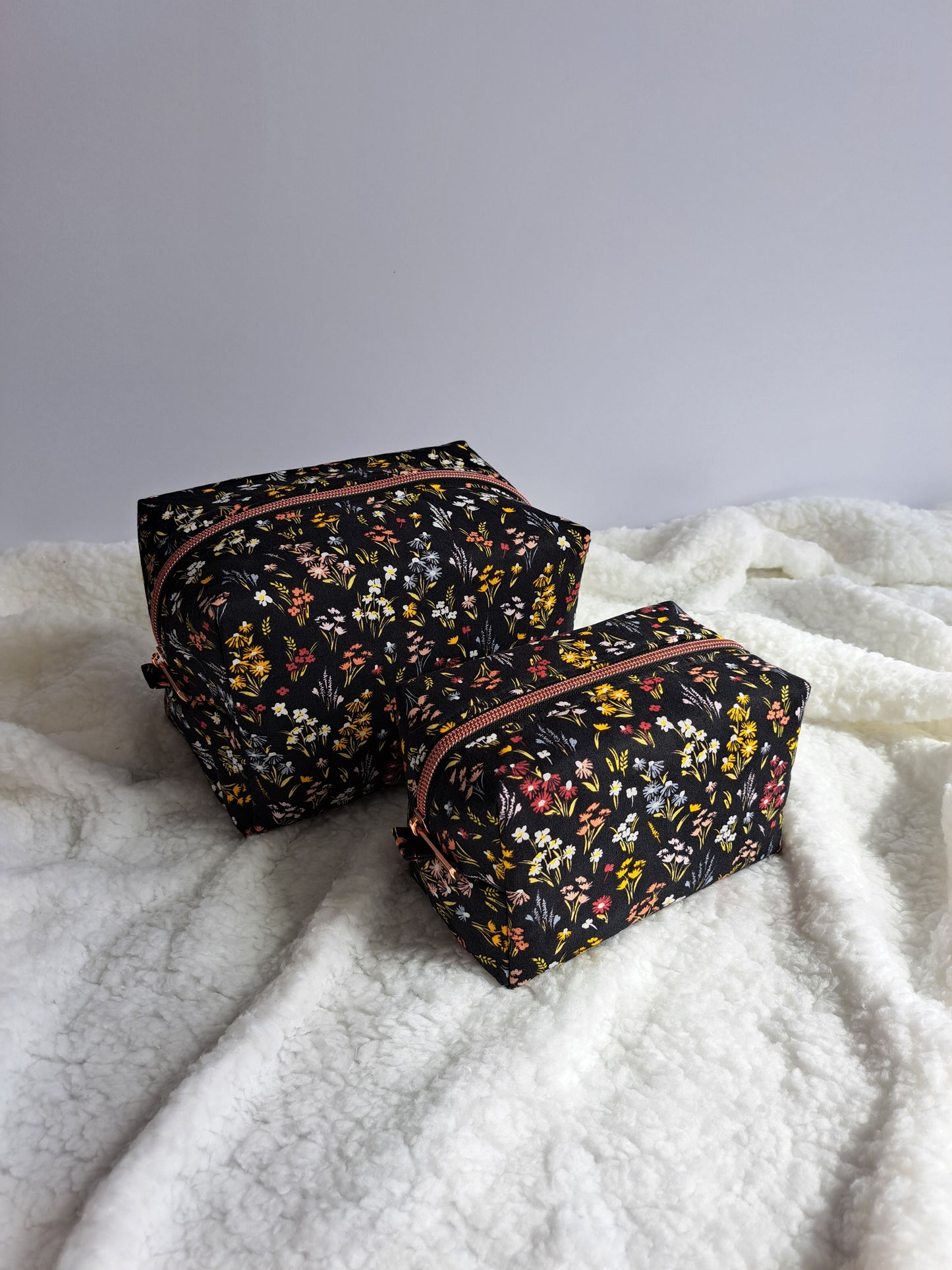 Midnight Wildflower Small Boxy Pouch - Made to Order