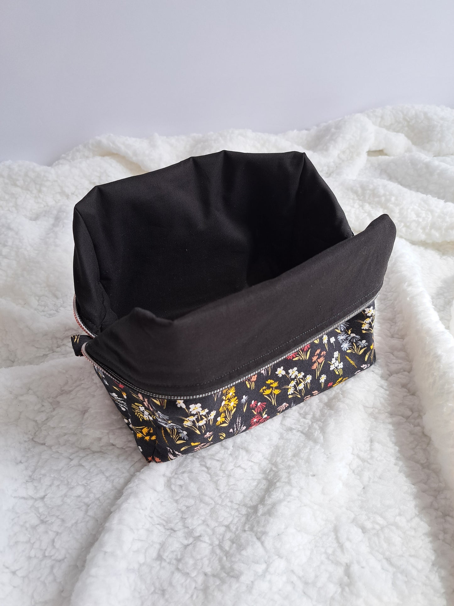 Midnight Wildflower Small Boxy Pouch - Made to Order