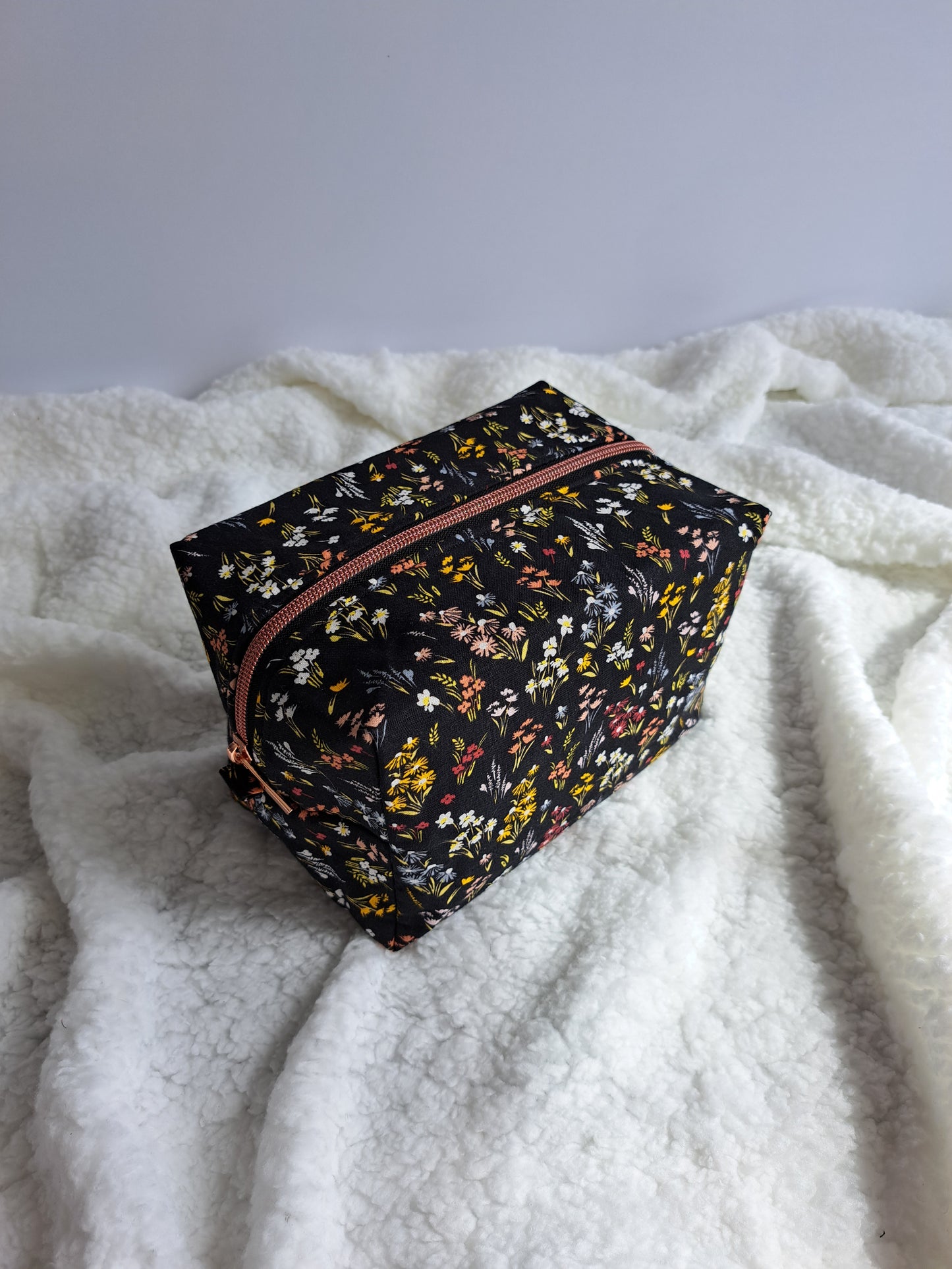 Midnight Wildflower Large Boxy Pouch - Made to Order