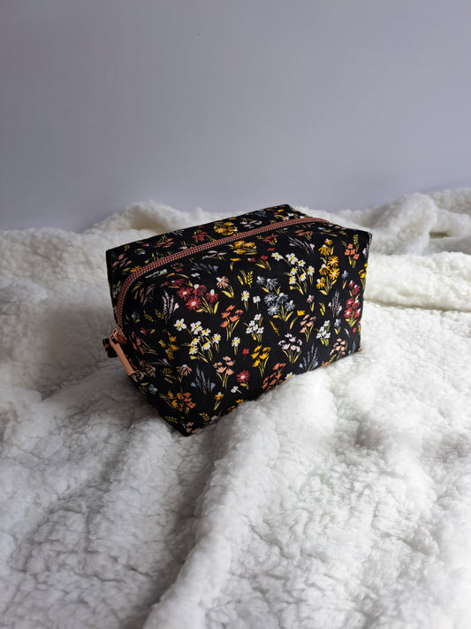 Midnight Wildflower Small Boxy Pouch - Made to Order